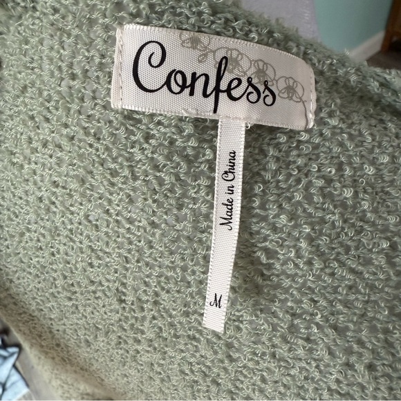 Confess Women's Light Green Open Knit Cardigan Sweater Size Medium - Picture 5 of 5